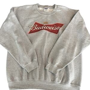 Budweiser Bowtie King of Beer Crewneck Sweater Gray Red Size Extra Large